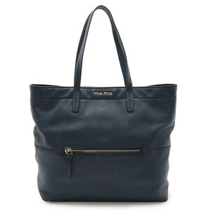 Miu Miu Vitello Shoulder Bag Tote Leather Navy Blue